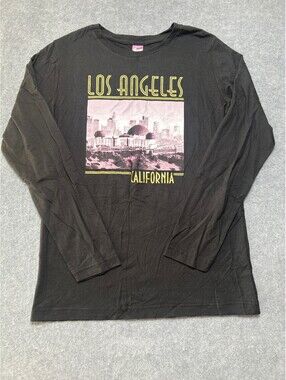 LAT Apparel Los Angeles California Skyline Graphic Long Sleeve Tee Womens XL
